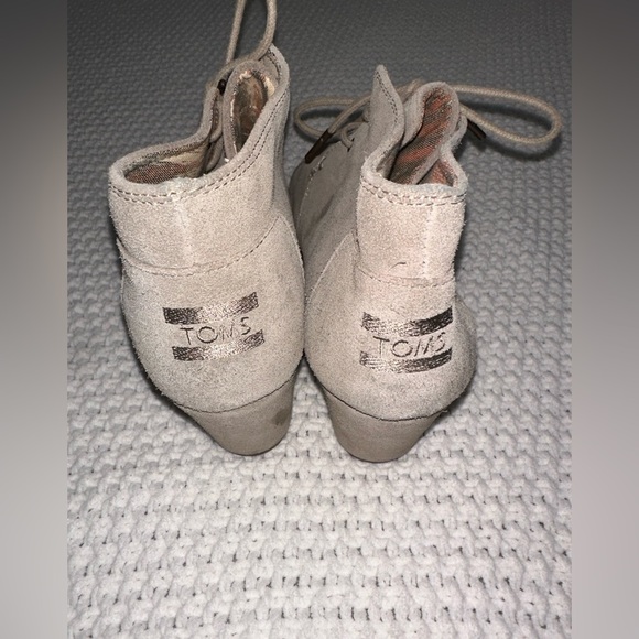 Toms Desert Wedge Lace Up Suede‎ Ankle Boot Tan Brown Heel Shoe, Size 10 - Picture 5 of 7